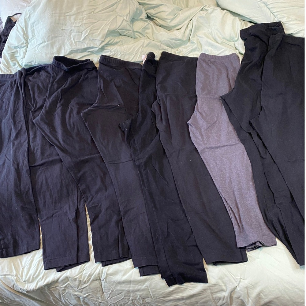 Old Navy Leggings Lot Women Size L Black Grey Cotton Stretch Bundle 9 Pairs